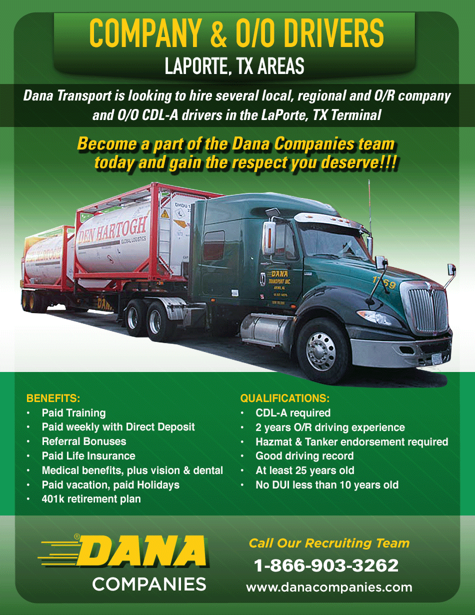 Class A Tank Company Or Owner Operator Truck Driver Now Hiring Dana